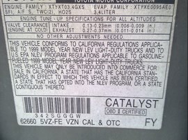 1999 TOYOTA 4RUNNER, SILVER, SR5, 3.4L, 2WD,  Z25187